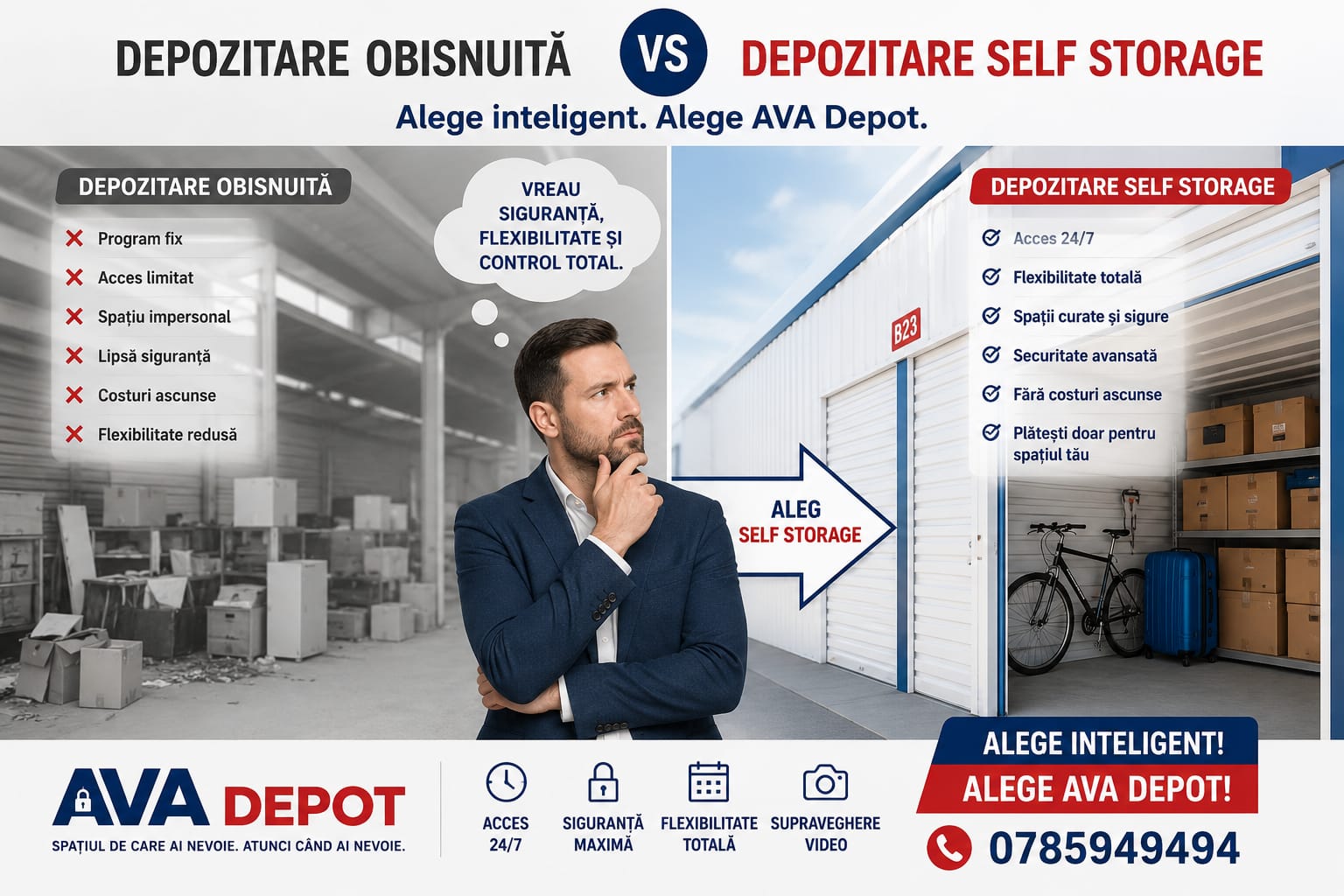Depozitare obisnuita vs depozitare self storage